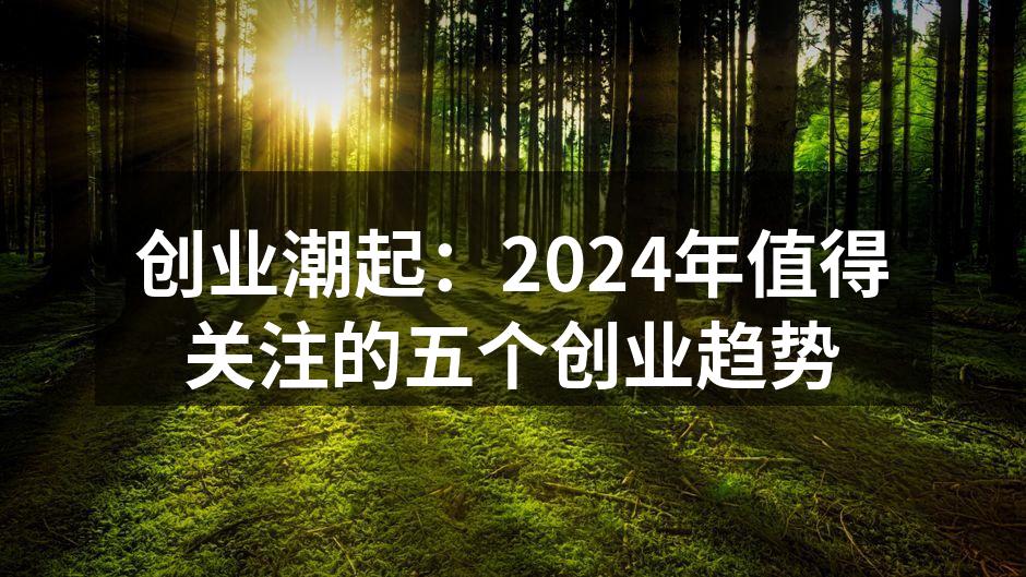 创业潮起：2024年值得关注的五个创业趋势